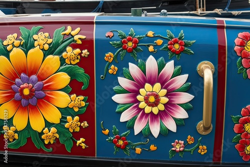 Radiant Handcrafted Tole Designs Featuring Bright Floral Patterns for Canal Boats and Narrow Channel Vessels