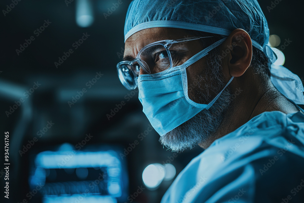 a male profession doctor performing surgery in an operating room. Generative AI a male profession doctor performing surgery in an operating room. Generative AI