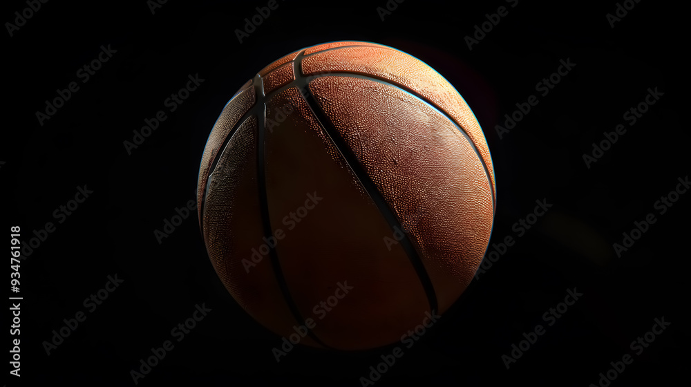 Basketball on black background: A basketball displayed on a black background. Basketball on black background: A basketball displayed on a black background.
