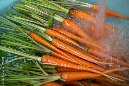 The Baby carrot soke and wash in the water