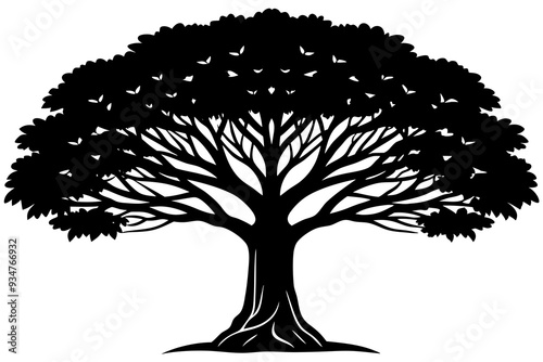 Stunning Vector Art of Banyan Tree Silhouette | High-Quality Graphic Design File photo