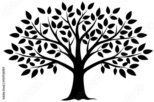 Vector Art: Leaves and Tree Silhouette Design photo