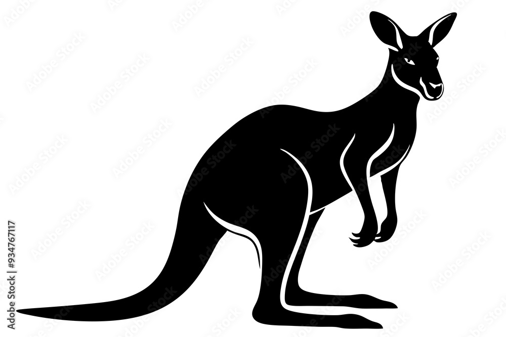 High-Quality Vector Art of Kangaroo Silhouette for Graphic Design
