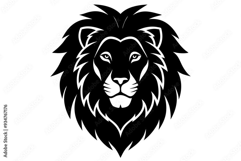 Fototapeta premium Vector Art Lion Head Silhouette - High-Quality Graphic Design Element