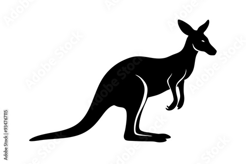 High-Quality Vector Art of Kangaroo Silhouette for Graphic Design