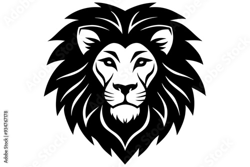 Vector Art Lion Head Silhouette - High-Quality Graphic Design Element