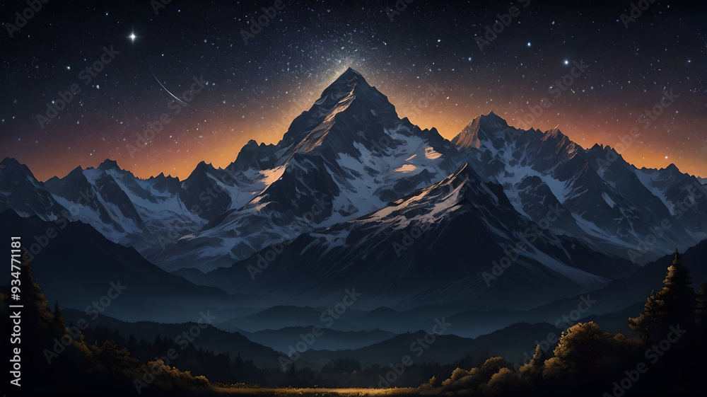 Starlight Bathing a Mountain's Peak Starlight Bathing a Mountain's Peak