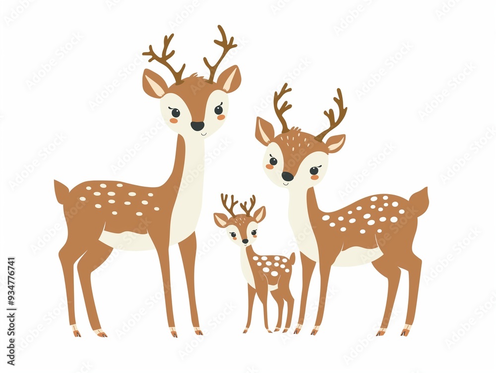 Christmas happy deer simple illustration for kids isolated on white. AI generated Christmas happy deer simple illustration for kids isolated on white. AI generated