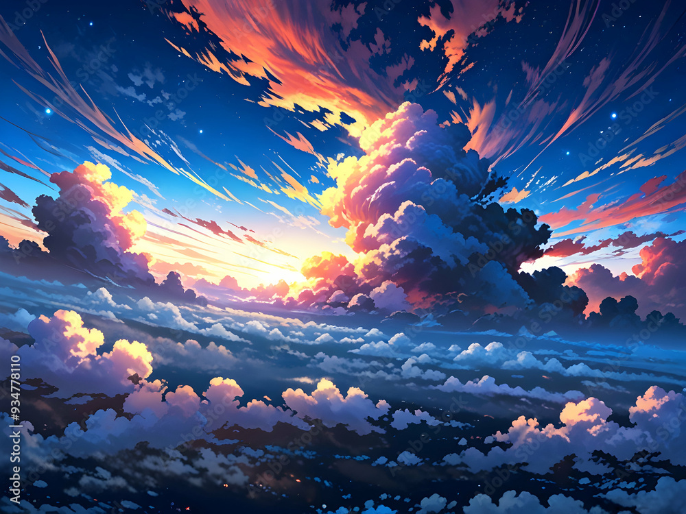 Obraz premium landscape with clouds and sun,Ai generated 