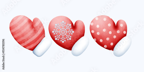 Watercolor Cute Hand Drawn Glove Illustration with Pastel Colors for Winter Fashion Art