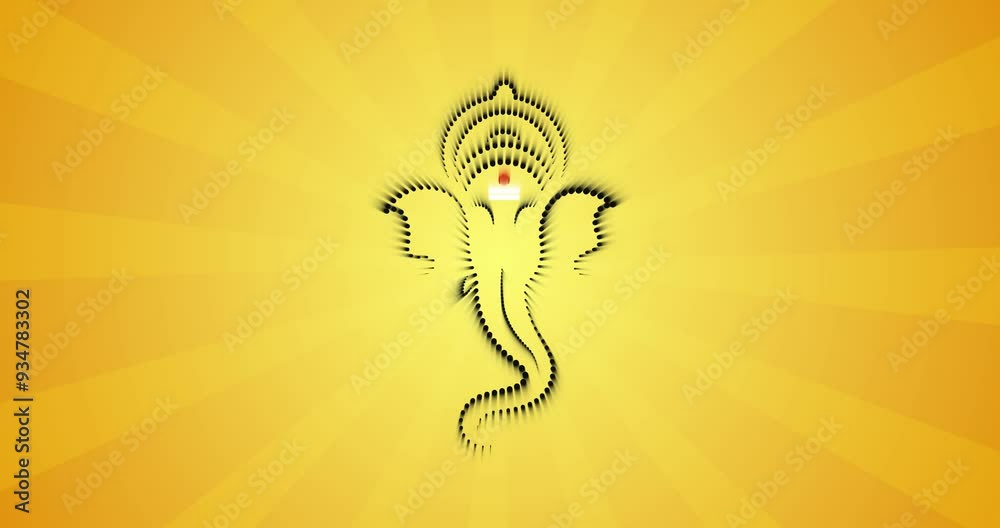 lord ganpati dots art motion graphics on yellow background. design for Hindu Auspicious Occasion and Ganesh chaturthi festival.