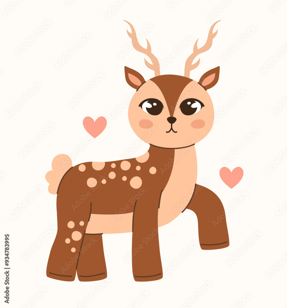 Fototapeta premium Cartoon character deer. Flat vector illustration.