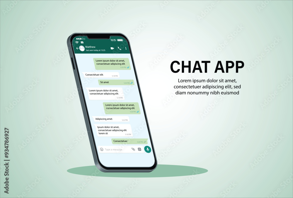 Mobile Chat App UI and UX Concept Vector Mockup in Minimalist Classic x Light Theme on Smart Phone Screen Isolated on White Background. Social Network Design Template Mobile Chat App UI and UX Concept Vector Mockup in Minimalist Classic x Light Theme on Smart Phone Screen Isolated on White Background. Social Network Design Template