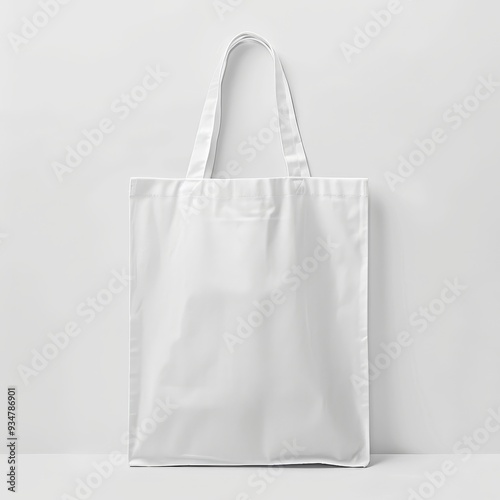 Blank White Canvas Tote Bag Mockup on White Background