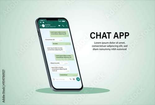 Mobile Chat App UI and UX Concept Vector Mockup in Minimalist Classic x Light Theme on Smart Phone Screen Isolated on White Background. Social Network Design Template