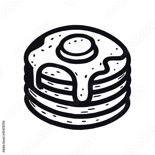 cartoon pancake food doodle hand drawn vector illustration template design