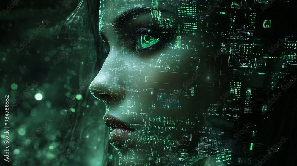 woman face of artificial intelligence woman face of artificial intelligence