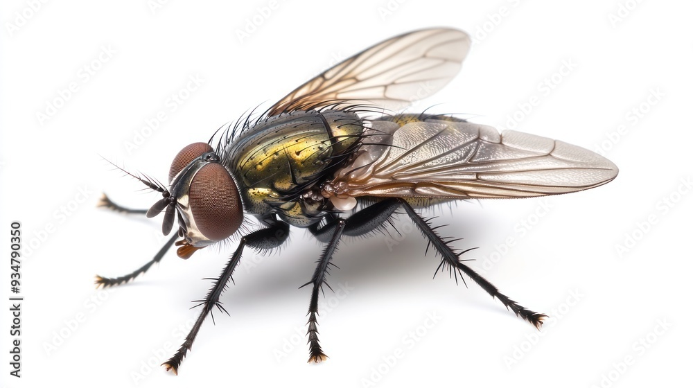 Close-up of a Green Bottle Fly with Detailed Wings Close-up of a Green Bottle Fly with Detailed Wings