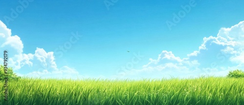 Serene Meadow Under a Blue Sky