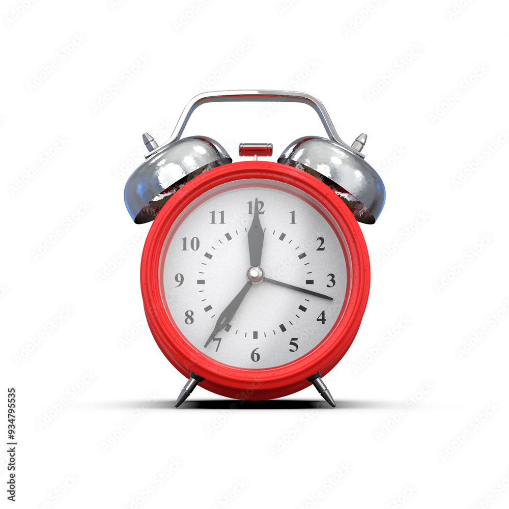 Red Alarm Clock 3D Render Red Alarm Clock 3D Render