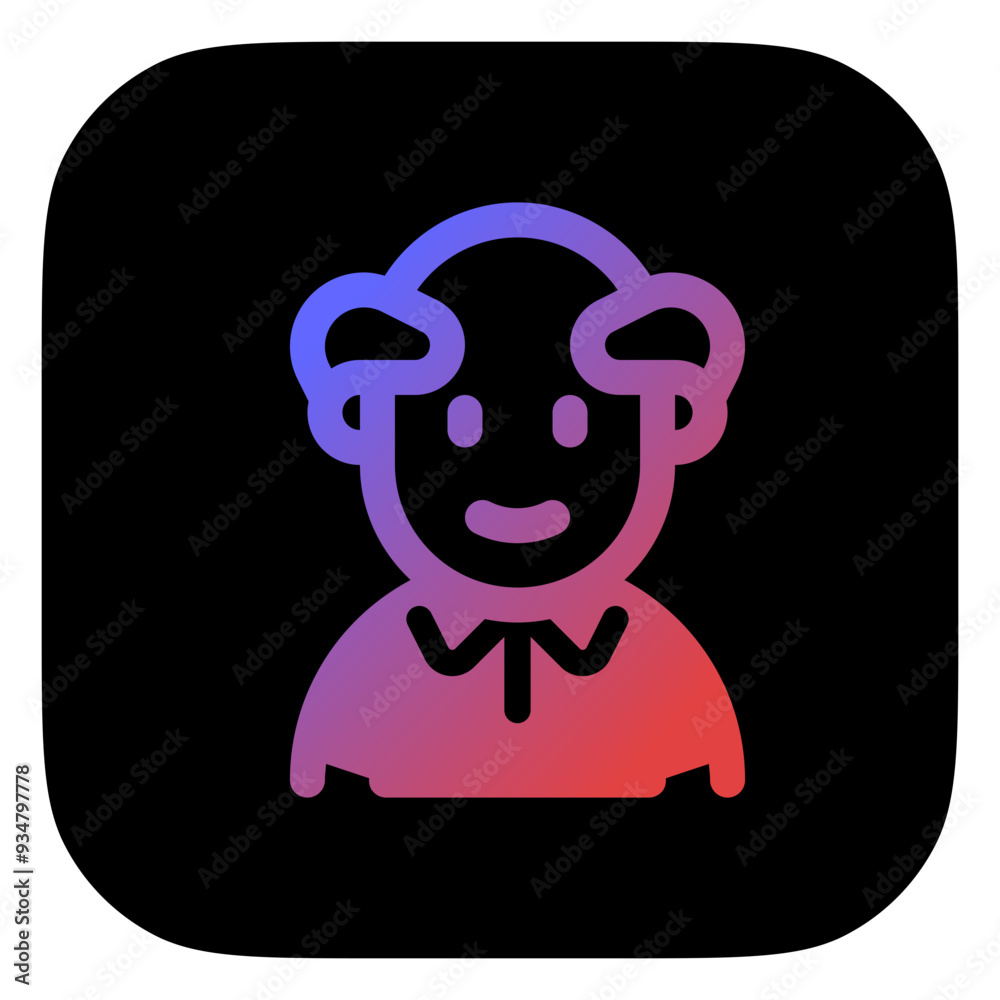 Editable old man grandpa with balding head avatar vector icon. User ...