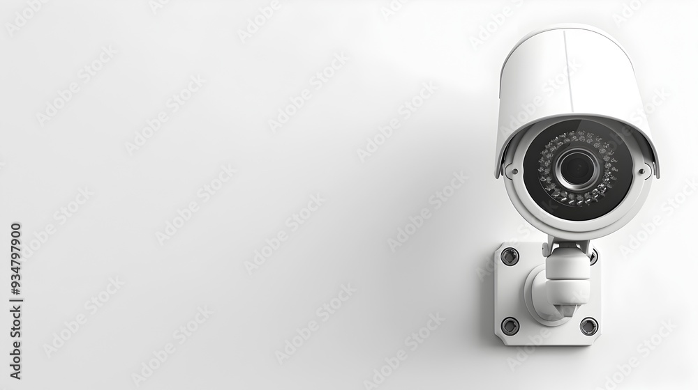 Highly Detailed Security CCTV Device on White Background with Minimalist Styling