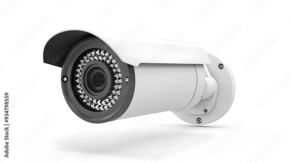 Sleek and Sophisticated Security CCTV Device on Pristine White Background Sleek and Sophisticated Security CCTV Device on Pristine White Background