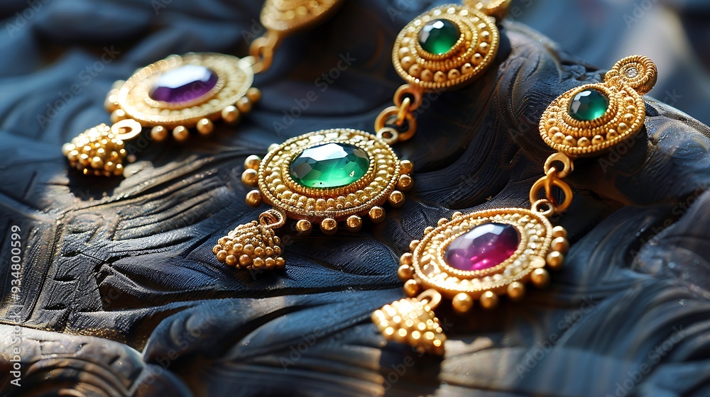 Elegant and elegant golden earrings set with semi precious stones Elegant and elegant golden earrings set with semi precious stones
