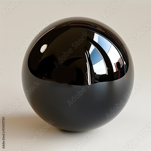 Polished Obsidian Orb Reflecting Light with Dramatic Effect