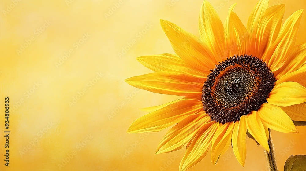 Obraz premium Matte sunflower petals on soft yellow background vibrant summer bloom essence bold natural beauty digital art warm and inviting