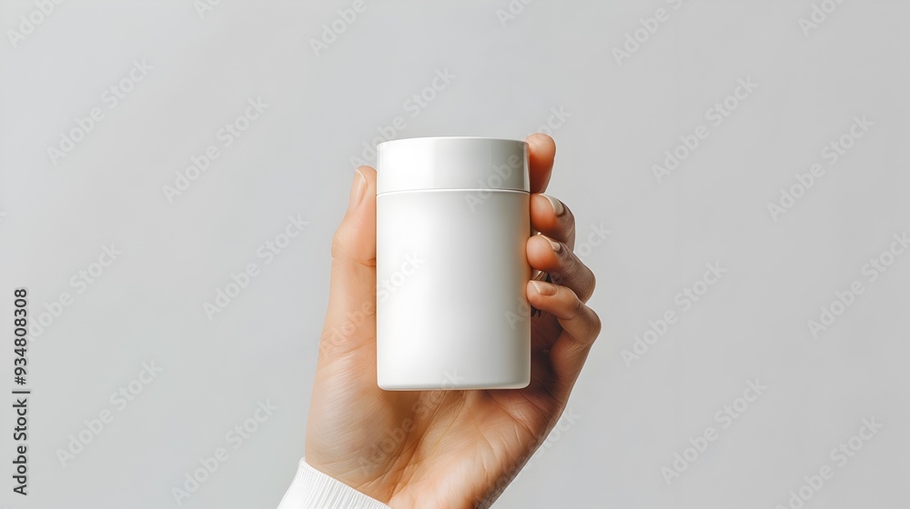 Minimalistic Mockup of White Mobile Device on Woman's Hand Holding Cream Packaging for Beauty Products Minimalistic Mockup of White Mobile Device on Woman's Hand Holding Cream Packaging for Beauty Products