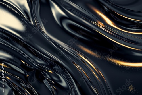 Abstract Black and Gold Liquid Swirls