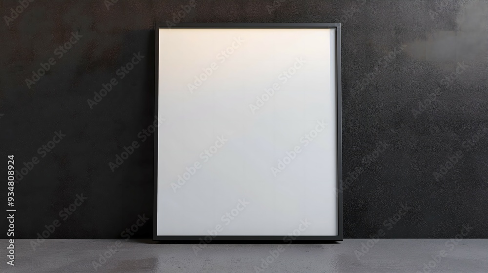 Large Blank Frame Leaning Against Wall with Ample Negative Space, Neutral Background for Poster or Banner Display Large Blank Frame Leaning Against Wall with Ample Negative Space, Neutral Background for Poster or Banner Display