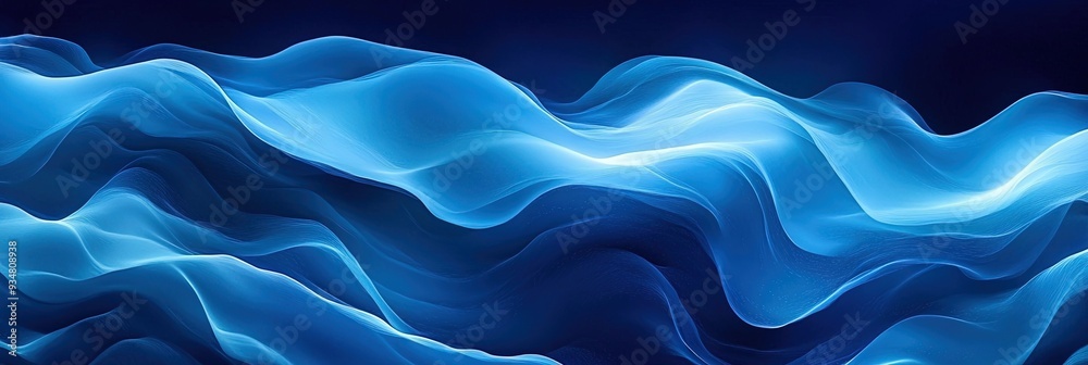 Obraz premium abstract background, blue gradient, waves, smooth gradient, glowing lights,