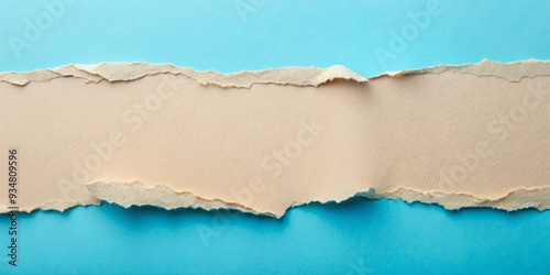 Torn paper pieces on light blue background, space for text