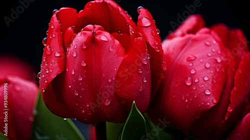 a close up of a red flower black background. 