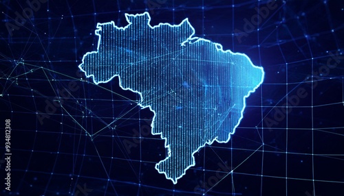 Digital map of Brazil, concept of global network and connectivity