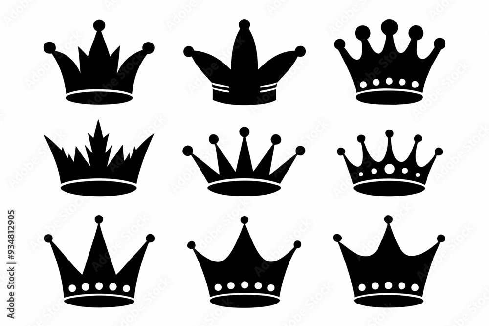 Crown silhouette vector set, Simple crown symbol bundle
Crown silhouette vector set, Simple crown symbol bundle