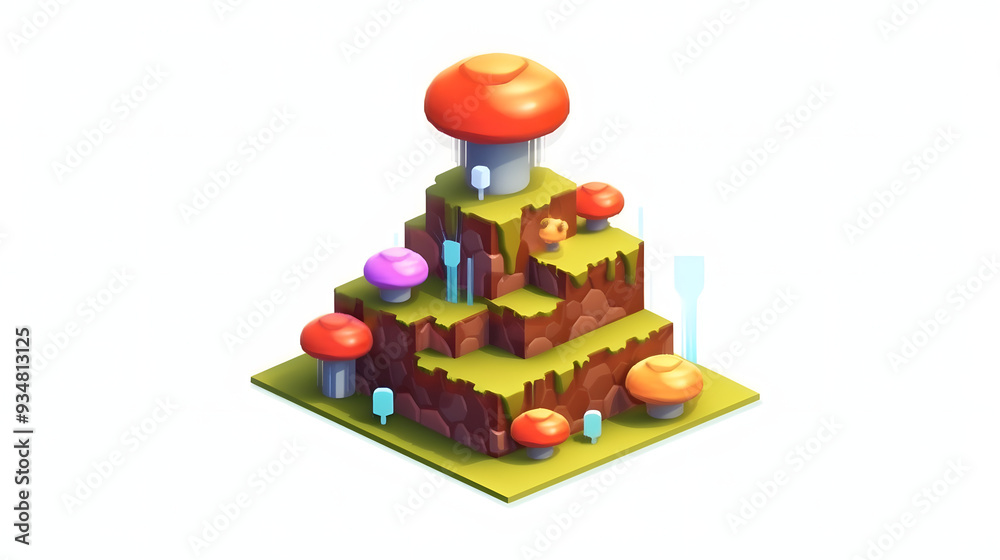 Naklejka premium Level Up game element 3d pixel cartoon
