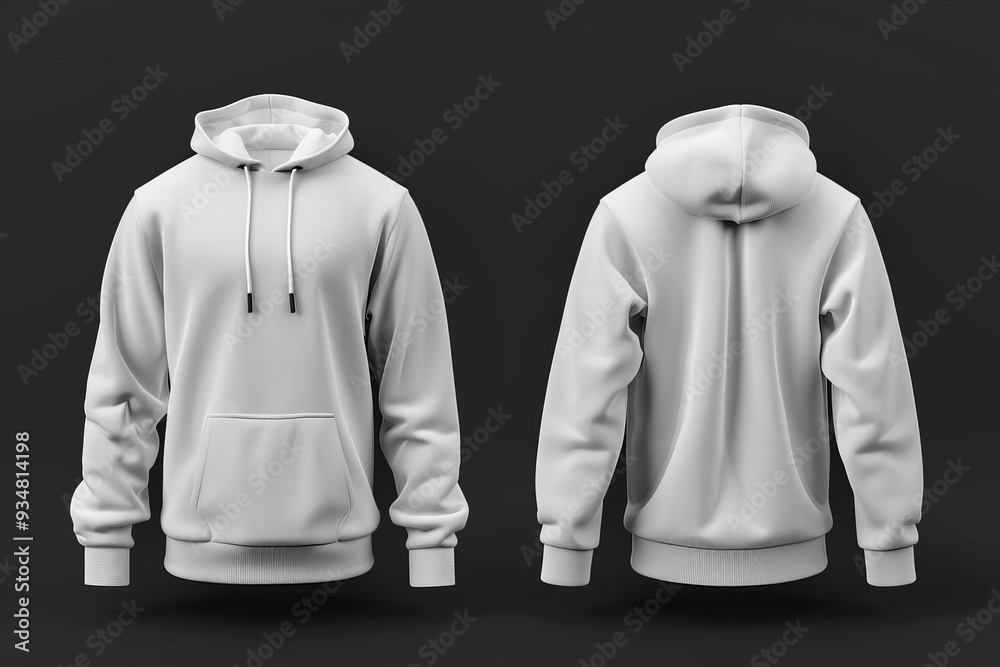 White Hooded Sweatshirt Mockup - Front and Back Views White Hooded Sweatshirt Mockup - Front and Back Views