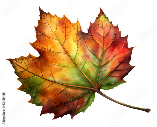 aged maple leaf isolated on white, generative ai