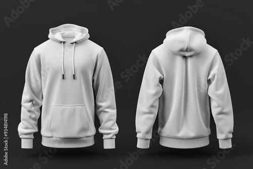 White Hooded Sweatshirt Mockup - Front and Back Views