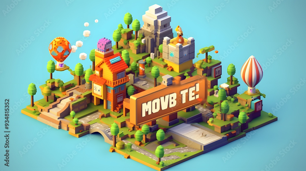 Main Menu game 3d pixel cartoon Main Menu game 3d pixel cartoon