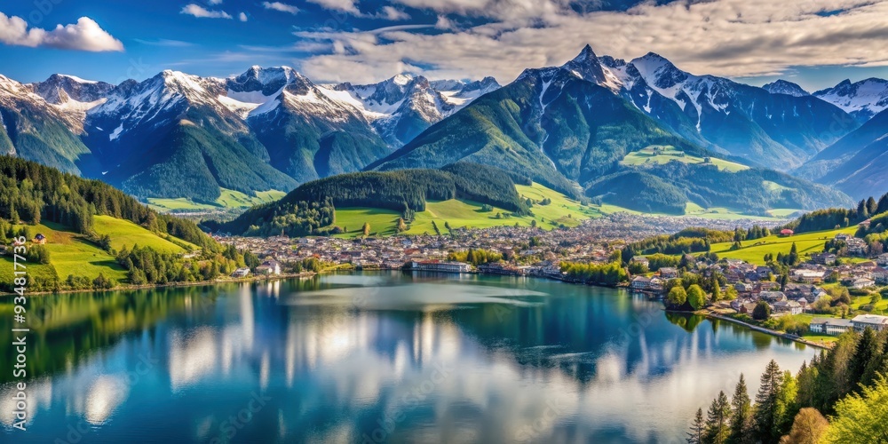 Fototapeta premium Scenic view of the Alps in Zell am See District, Austria , mountains, snow, landscape, nature, travel, Austria, Zell am See