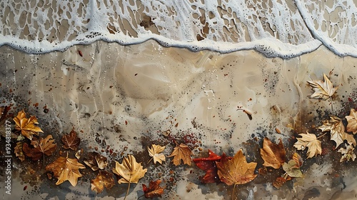 Falling foliage and mocha weave on a sandy beach