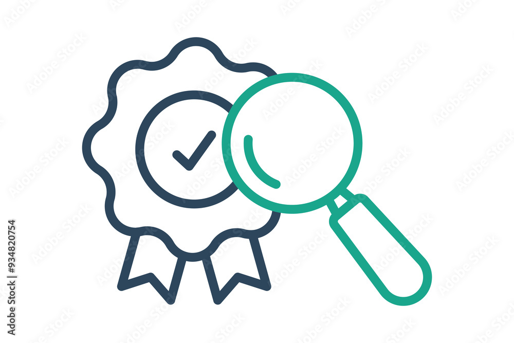 Quality control icon. line icon style. charter with magnifying glass. icon related to efficiency. productivity elements vector illustration Quality control icon. line icon style. charter with magnifying glass. icon related to efficiency. productivity elements vector illustration