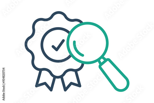 Quality control icon. line icon style. charter with magnifying glass. icon related to efficiency. productivity elements vector illustration