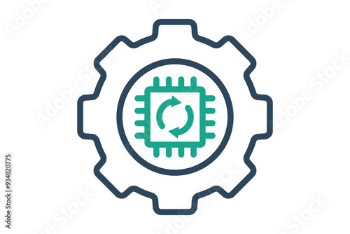 Automation icon. line icon style. gear with cpu. icon related to efficiency. productivity elements vector illustration