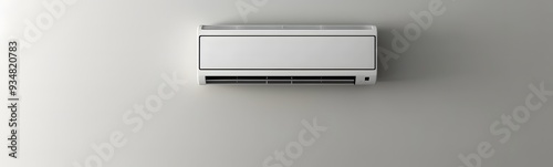 Air conditioner on white wall room interior background. 