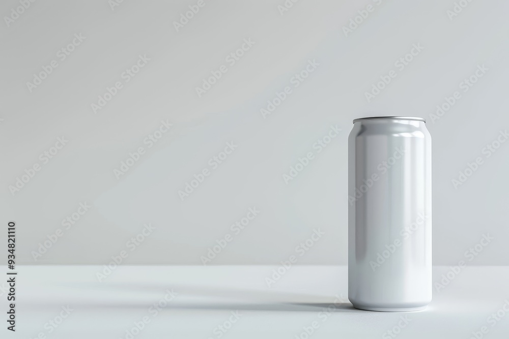 A Single White Aluminum Can on a White Surface A Single White Aluminum Can on a White Surface